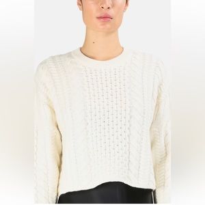 Brand New Naadam White Wool Cashmere Cable Crewneck Sweater Size Small